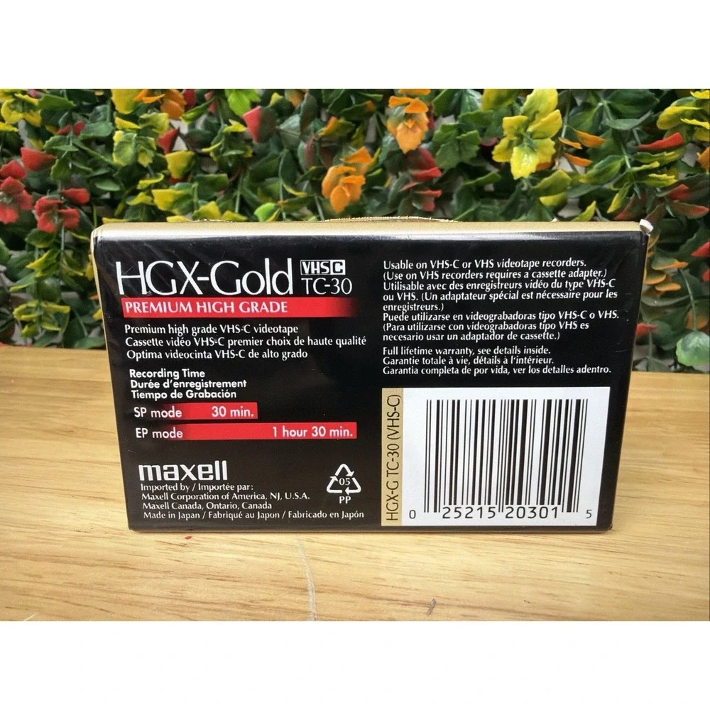 Maxwell VHS-C TC-30 HGX-Gold‎ Premium High Grade Video Tape New Sealed